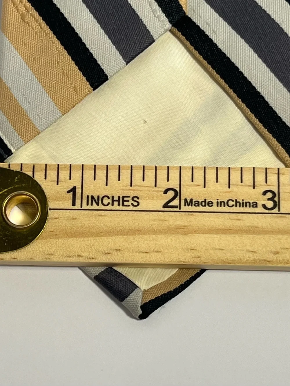 Vintage Velducci Stripped Necktie Beige Gray Black Polyester Men’s Tie
